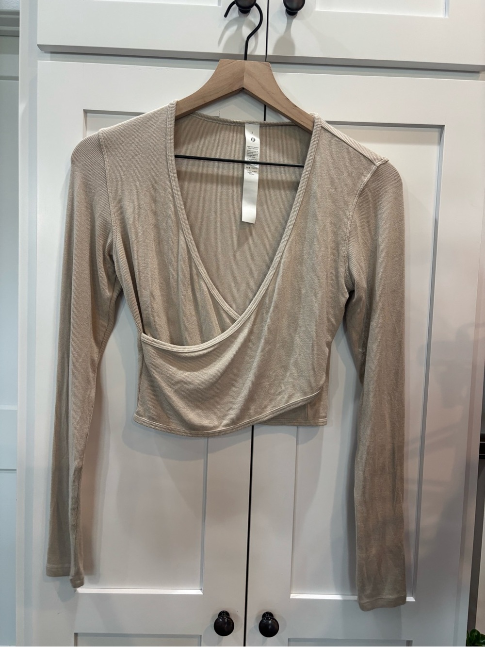 lululemon athletica Draped Wrap Crop Top - Light Cream Beige